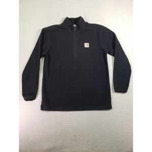 Carhartt Sweater Womens Large Black Fleece Mock Neck 1/4 Zip Hikin Logo Pullover